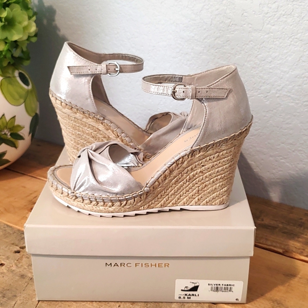 Marc Fisher Karli Espadrille Sandal Silver Metallic